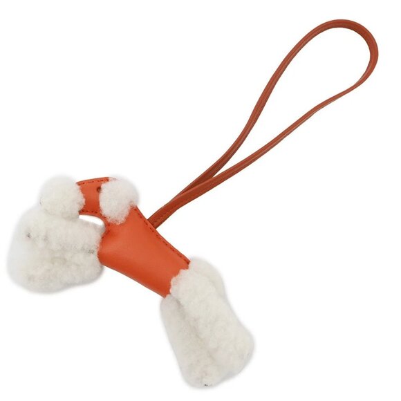 HERMES Buddy Bag Charm Lambskin/Merino Wool Orange Poppy/Carnelian - Picture 1 of 7